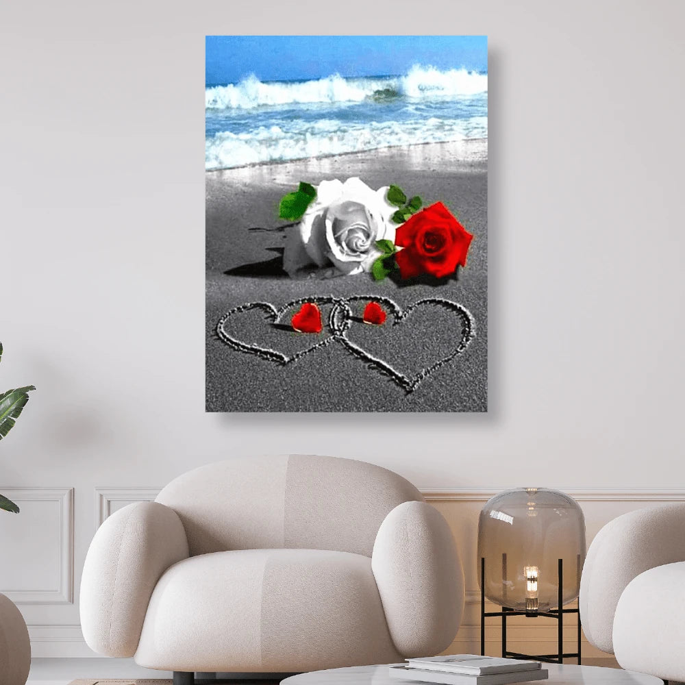 Eine romantische Liebeserklärung am Meer mit Rosen - Diamond Painting kreativ sein shop