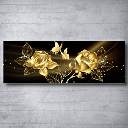 Goldene Rosen auf schwarzem Untergrund | Diamond Painting - Kreativsein.shop