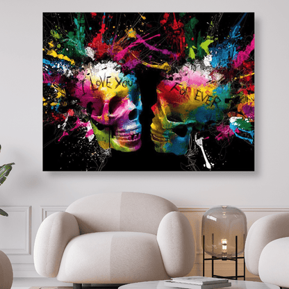 I Love You For Ever bunte Schädel | Diamond Painting - Kreativsein.shop