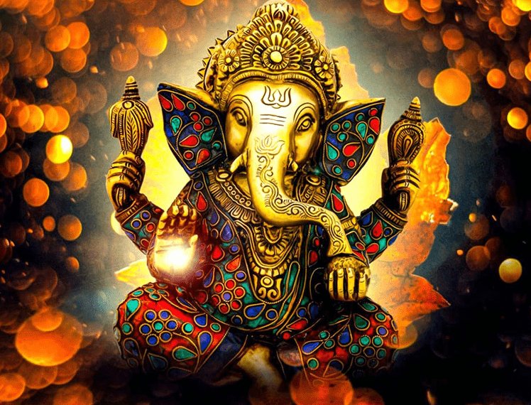 Indischer goldener Elefant | Diamond Painting - Kreativsein.shop