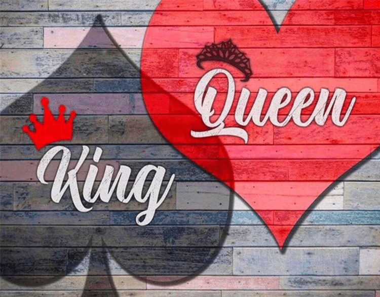 King und Queen mit zwei Herzen | Diamond Painting - Kreativsein.shop