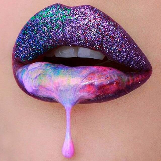 Mund mit Pink und Lila Lippen | Diamond Painting - Kreativsein.shop