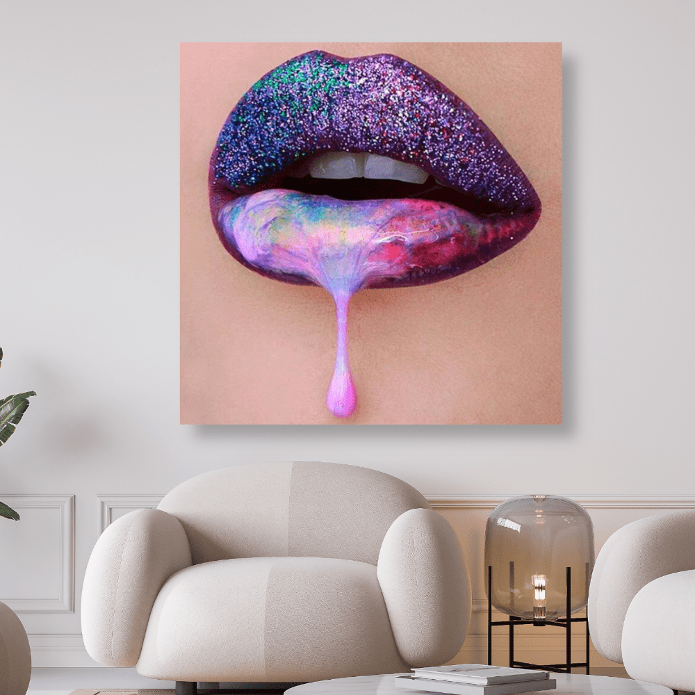 Mund mit Pink und Lila Lippen | Diamond Painting - Kreativsein.shop