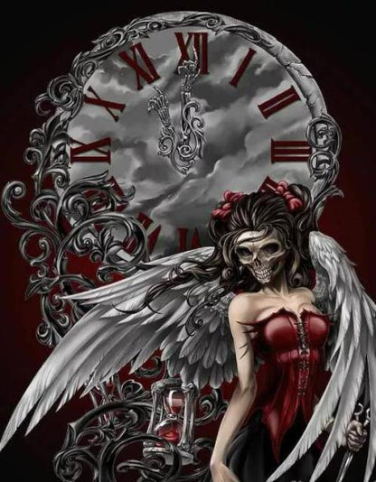 Fantasy Frau mit rotem Kleid und Flügeln Gothic | Diamond Painting - Kreativsein.shop
