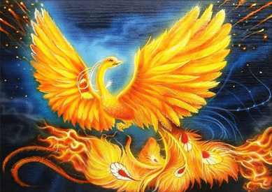 Stehender Feuervogel in Gold/Gelb Phoenix | Diamond Painting - Kreativsein.shop