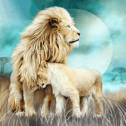 Löwe mit seinem Jungen | Diamond Painting - Kreativsein.shop