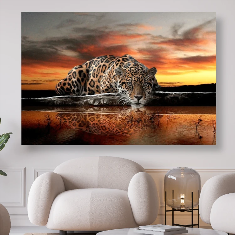 Leopard am Wasser - Diamond Painting Kreativsein.shop