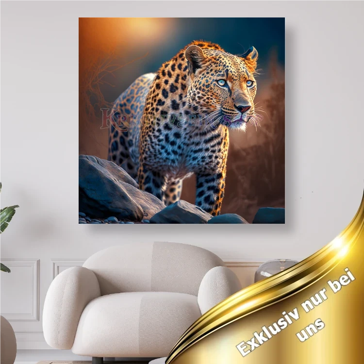 Leopard in Lauerstellung - Diamond Painting Shop Deutschland