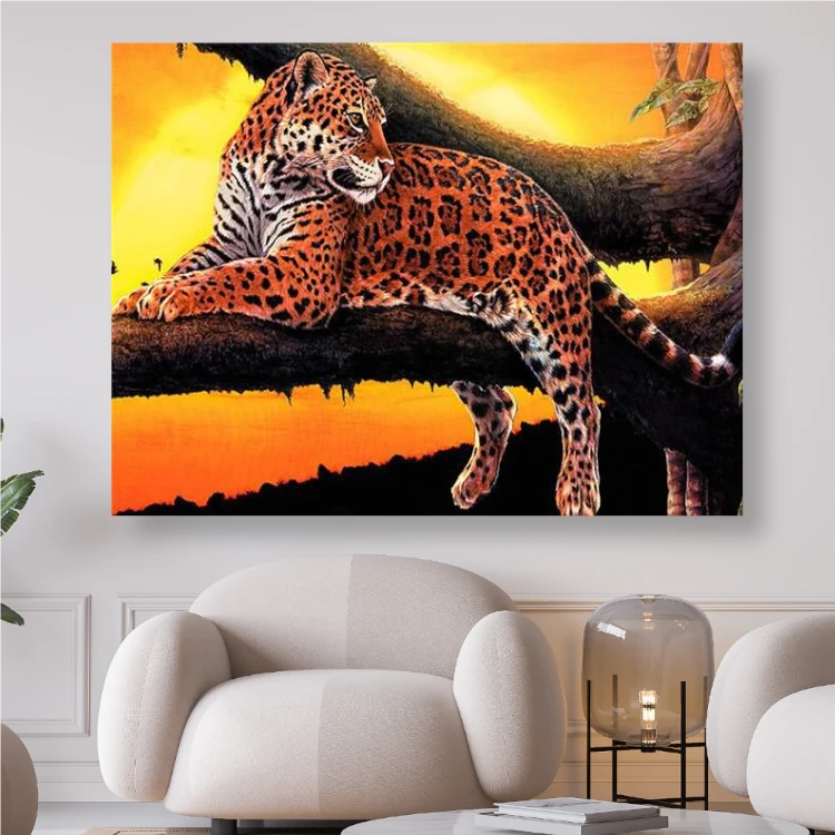 Leopard liegend auf einem Baum - Diamond Painting Kreativsein.shop