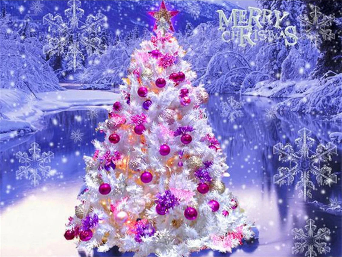 Merry Christmas Weihnachtsbaum und Eiskristalle - Voll AB Diamond Painting kreativ sein shop