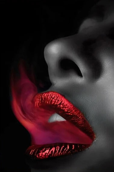 Mund mit roten Lippen und Rauch - Diamond Painting kreativ sein shop