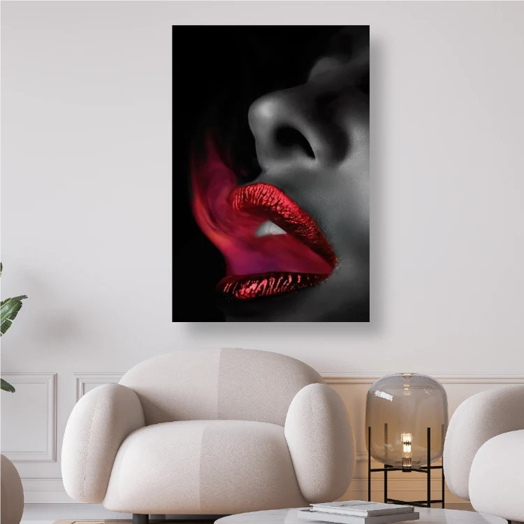 Mund mit roten Lippen und Rauch - Diamond Painting kreativsein.shop