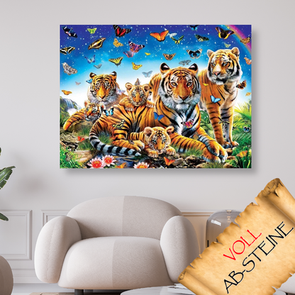 Tiger und Schmetterlinge - Voll AB Diamond Painting