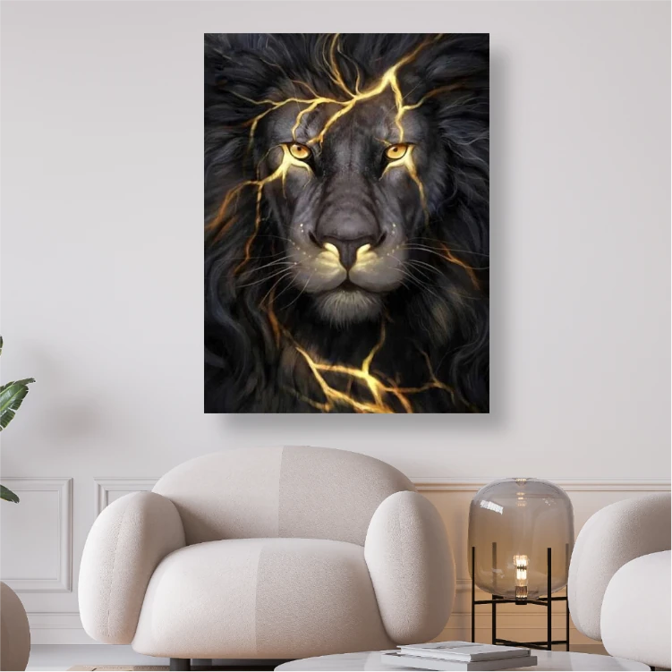 Schwarzer Löwe mit goldenen Streifen - Diamond Painting kreativ sein shop