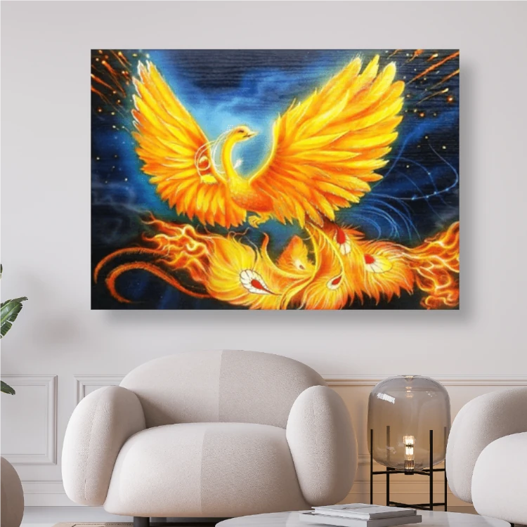 Stehender Feuervogel in Gold/Gelb Phoenix - Diamond Painting Kreativsein.shop