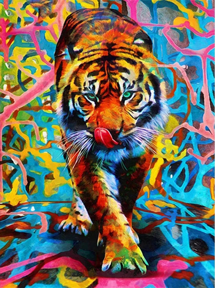 Tiger in abstrakter Umgebung - Voll AB Diamond Painting Kreativ sein Shop