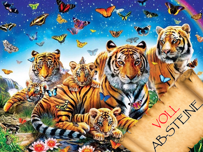 Tiger und Schmetterlinge - Voll AB Diamond Painting