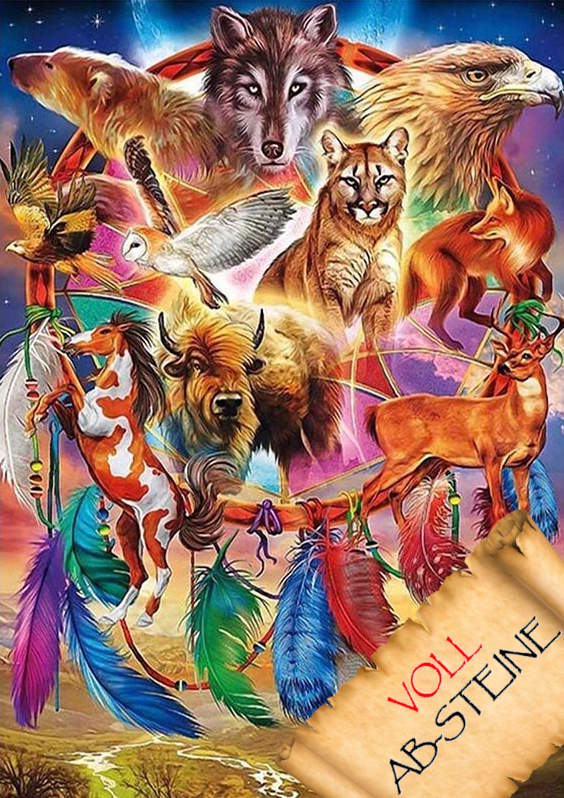 Traumfänger Wildtiere - Voll AB Diamond Painting