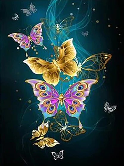 Verschiedene Schmetterlinge in Gelb und Pink - Diamond Painting kreativ sein shop