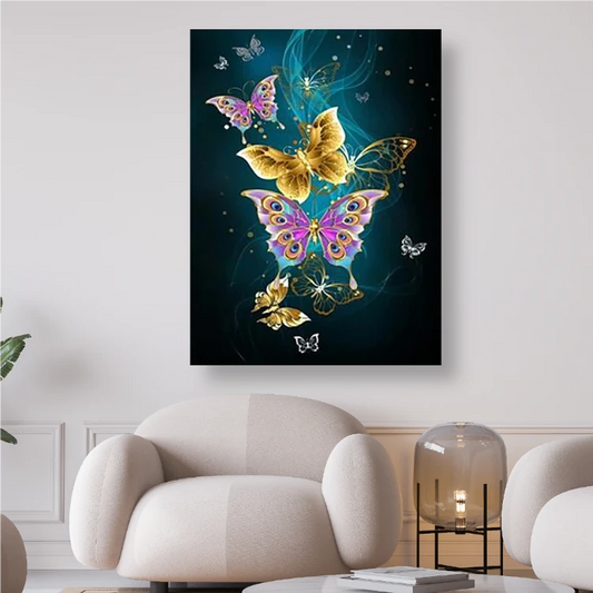 Verschiedene Schmetterlinge in Gelb und Pink - Diamond Painting Kreativsein-shop