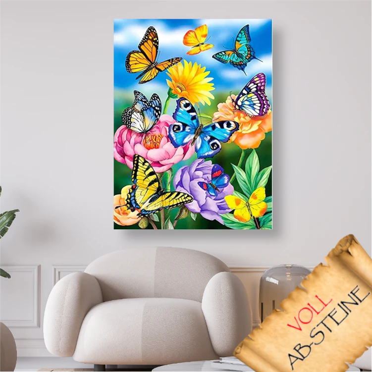 Die Blumenwiese der Schmetterlinge - Voll AB Diamond Painting Kreativ sein Shop