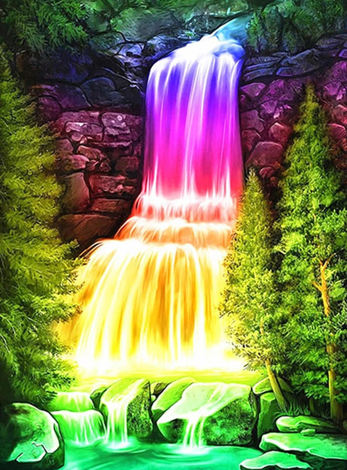 Wasserfall der Farben - Voll AB Diamond Painting