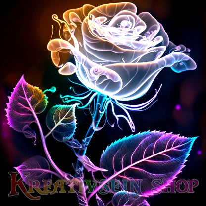 Weisse Rose leuchtend - Diamond Painting kreativsein.shop